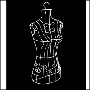 WIRE METAL WHITE FEMALE TORSO HANGING MANNEQUIN, METAL DRESS FORM WITH HANGER